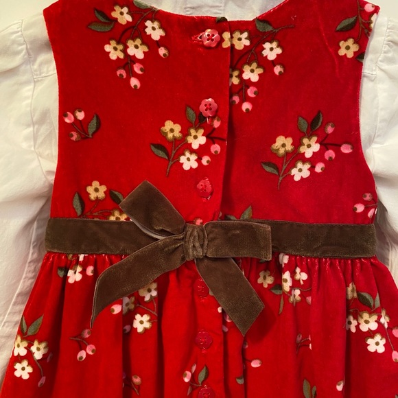 Vintage Gap Kids Velvet Floral Dress w/ Blouse 4T Peter Pan Collar Holiday - Picture 4 of 11